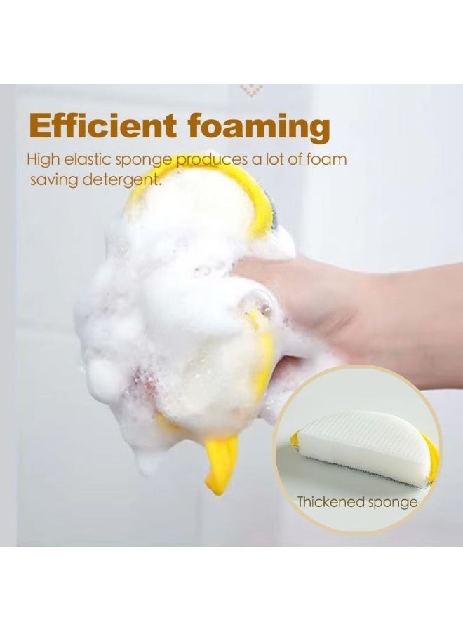 م اكس م إسفنجات تنظيف أطباق المطبخ، وسادات فرك مزدوجة الجوانب غير قابلة للخدش للأواني والمقالي، وسادة إسفنجية لغسل الأطباق قابلة لإعادة الاستخدام (5، وسادات فرك) - Image 5